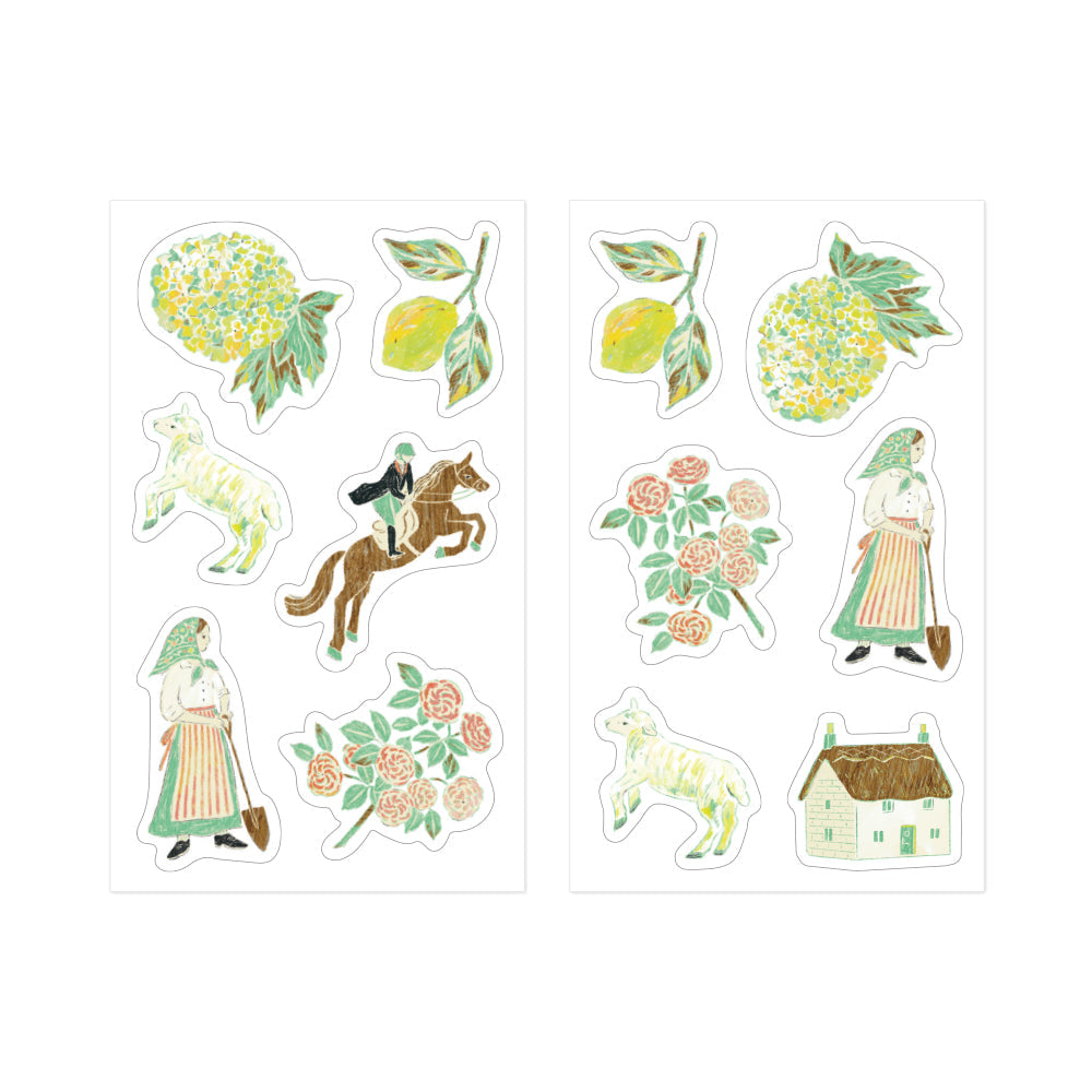 Midori Yuka Takamaru Decoration Stickers — Yellow Green — sticker detail