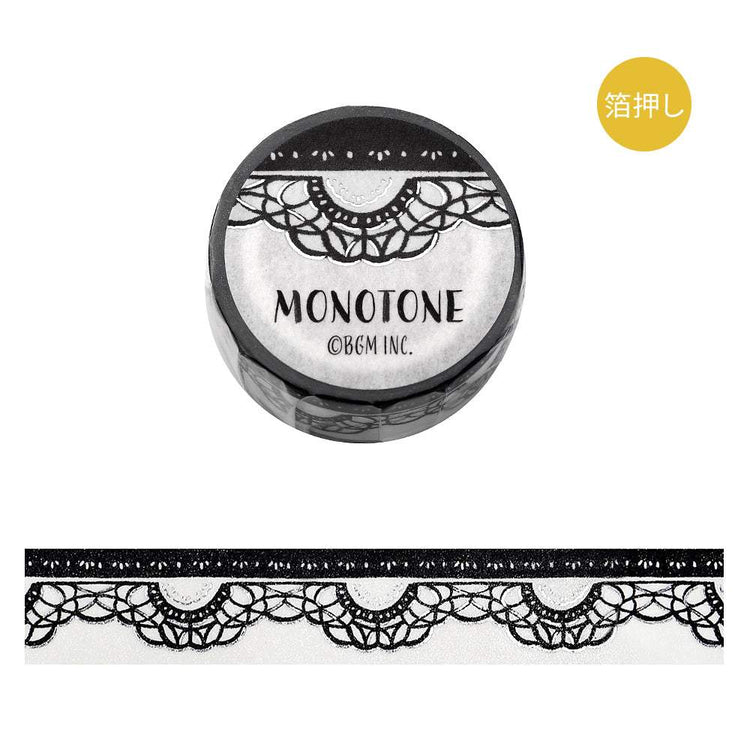 BGM Foil Stamping Masking Tape: Monotone — Lace — roll front