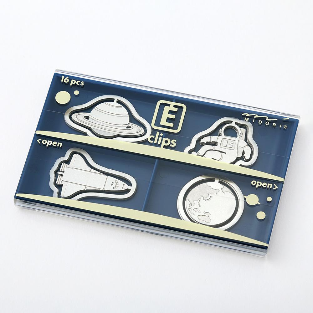 Midori E-Clips Etching Paper Clips — Leaf/Fruit/Necklace/Flower/Space/Stationery — in use on paper