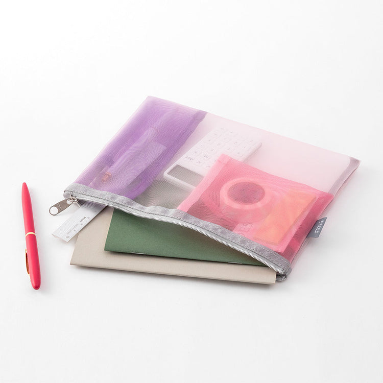 Midori Pen & Tool Pouch Mesh — Pink — angle view