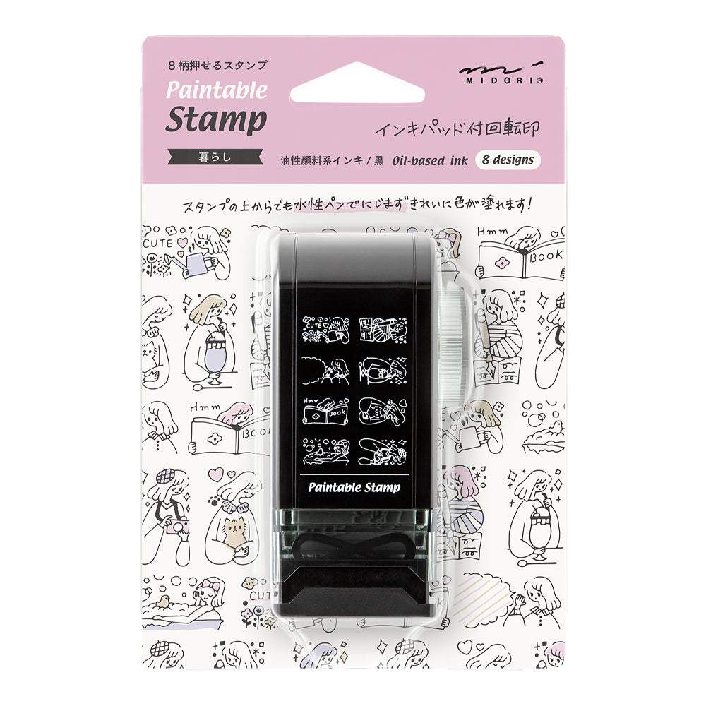 Midori Paintable Rotating Stamp Dial — Life — stamp front