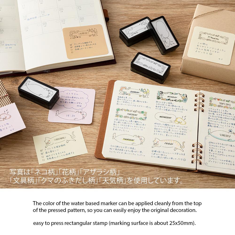 Midori Pre-inked Paintable Stamp <Half Size> — Cat — flat lay