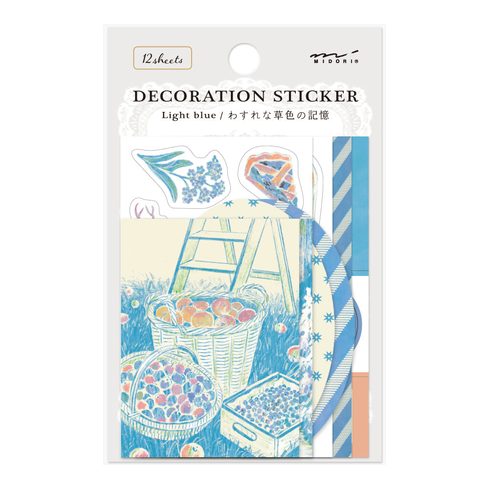Midori Yuka Takamaru Decoration Stickers — Light Blue — sheet front