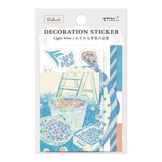 Midori Yuka Takamaru Decoration Stickers — Light Blue — sheet front