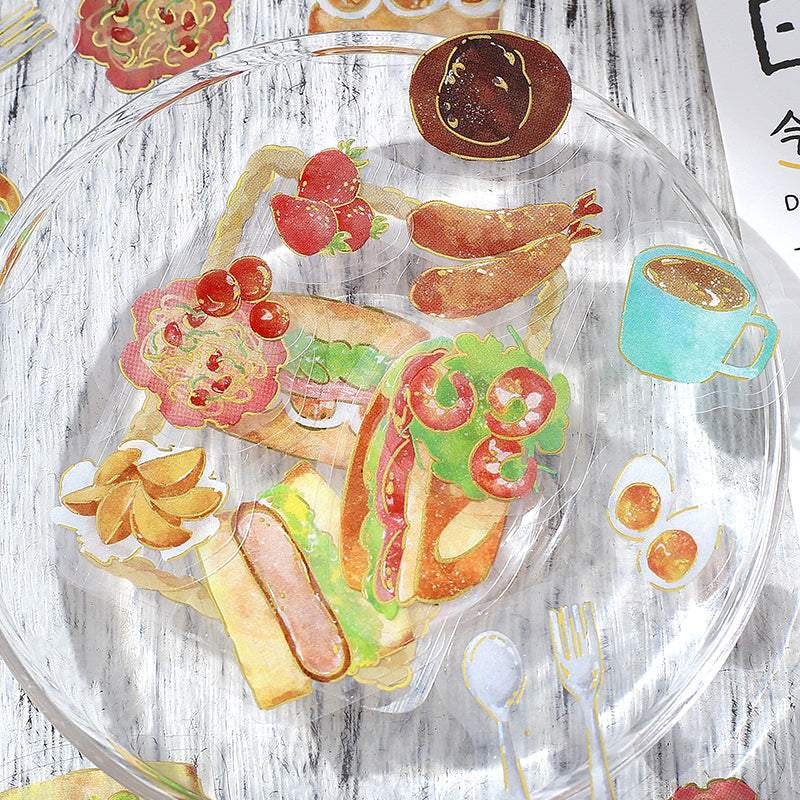 BGM Foil Stamping Clear Seal: Food Diary — Western Style Bento — flat lay