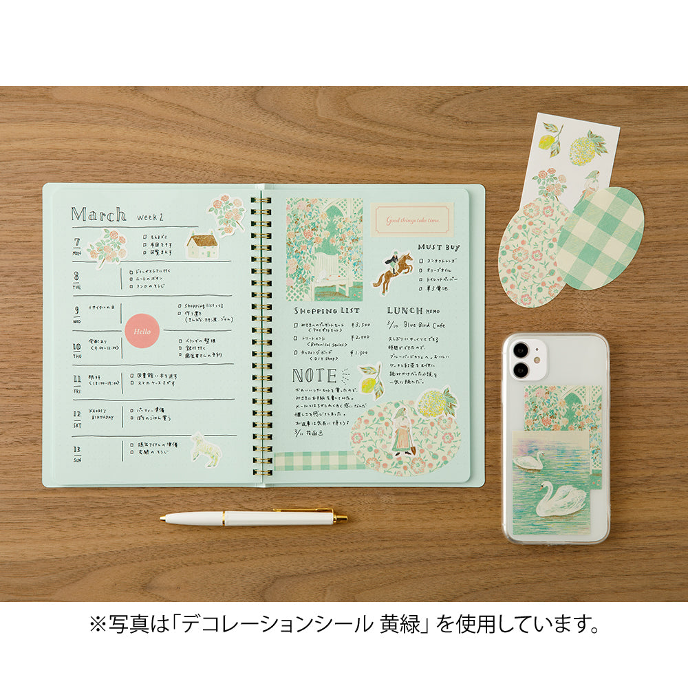 Midori Yuka Takamaru Decoration Stickers — Blue — flat lay