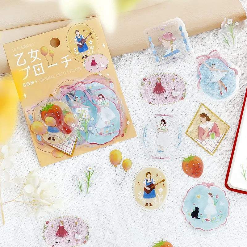 BGM Clear Seal: Maiden Brooch — Girl — applied in a journal