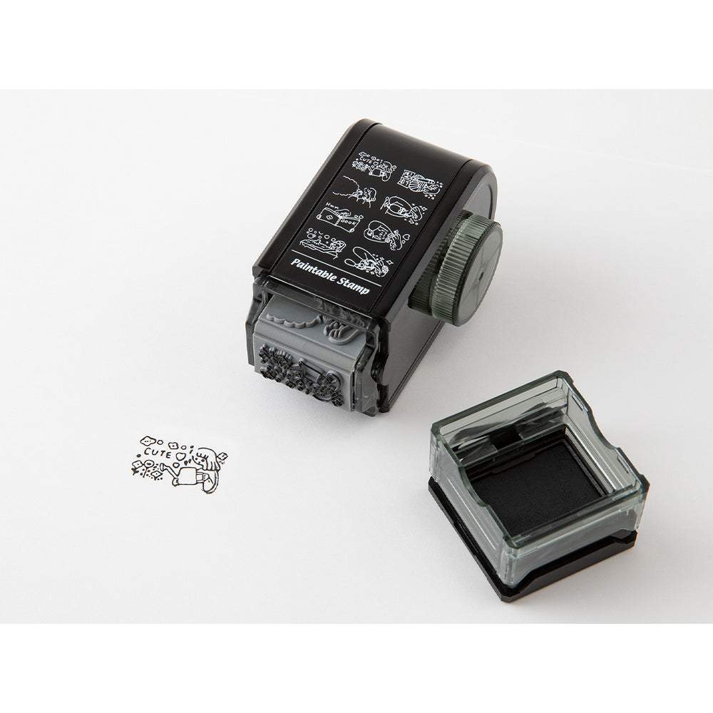 Midori Paintable Rotating Stamp Dial — Life — close-up of design
