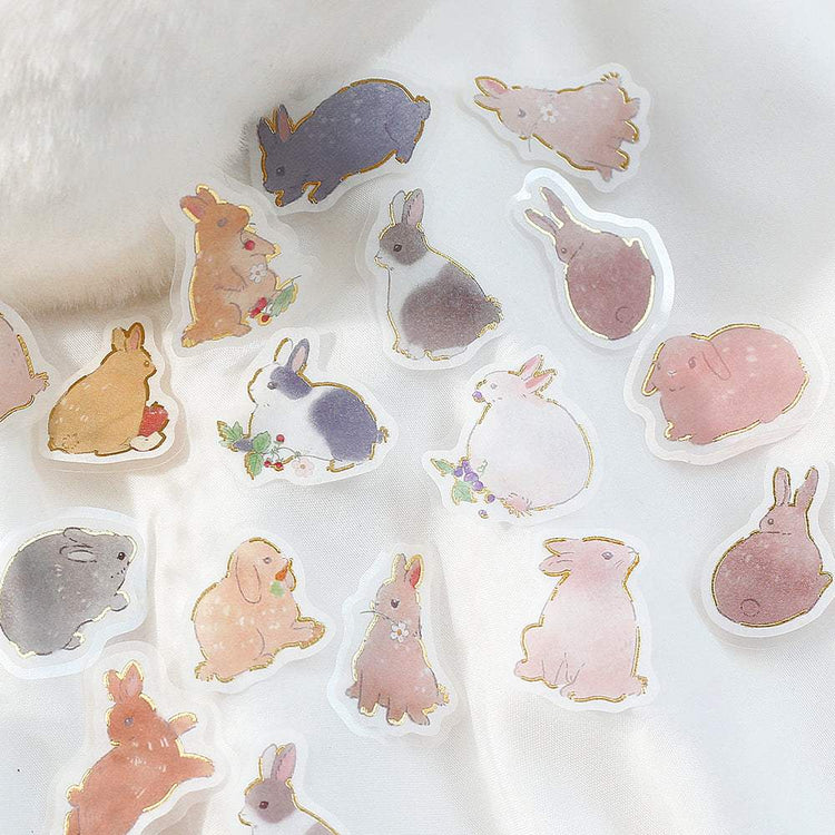 BGM Foil Stamping Flake Seal: Ippai — It's Full of Rabbits — applied in a journal
