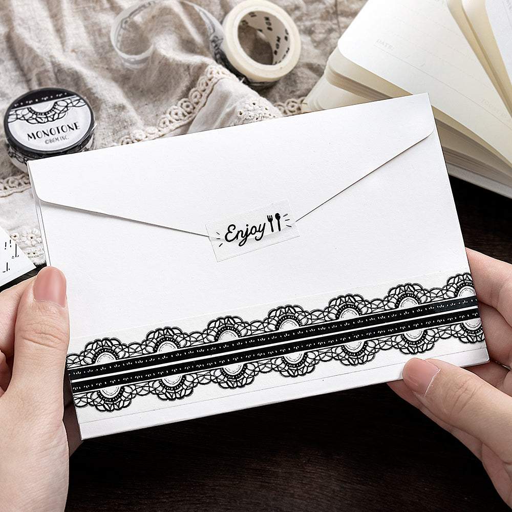 BGM Foil Stamping Masking Tape: Monotone — Lace — with packaging