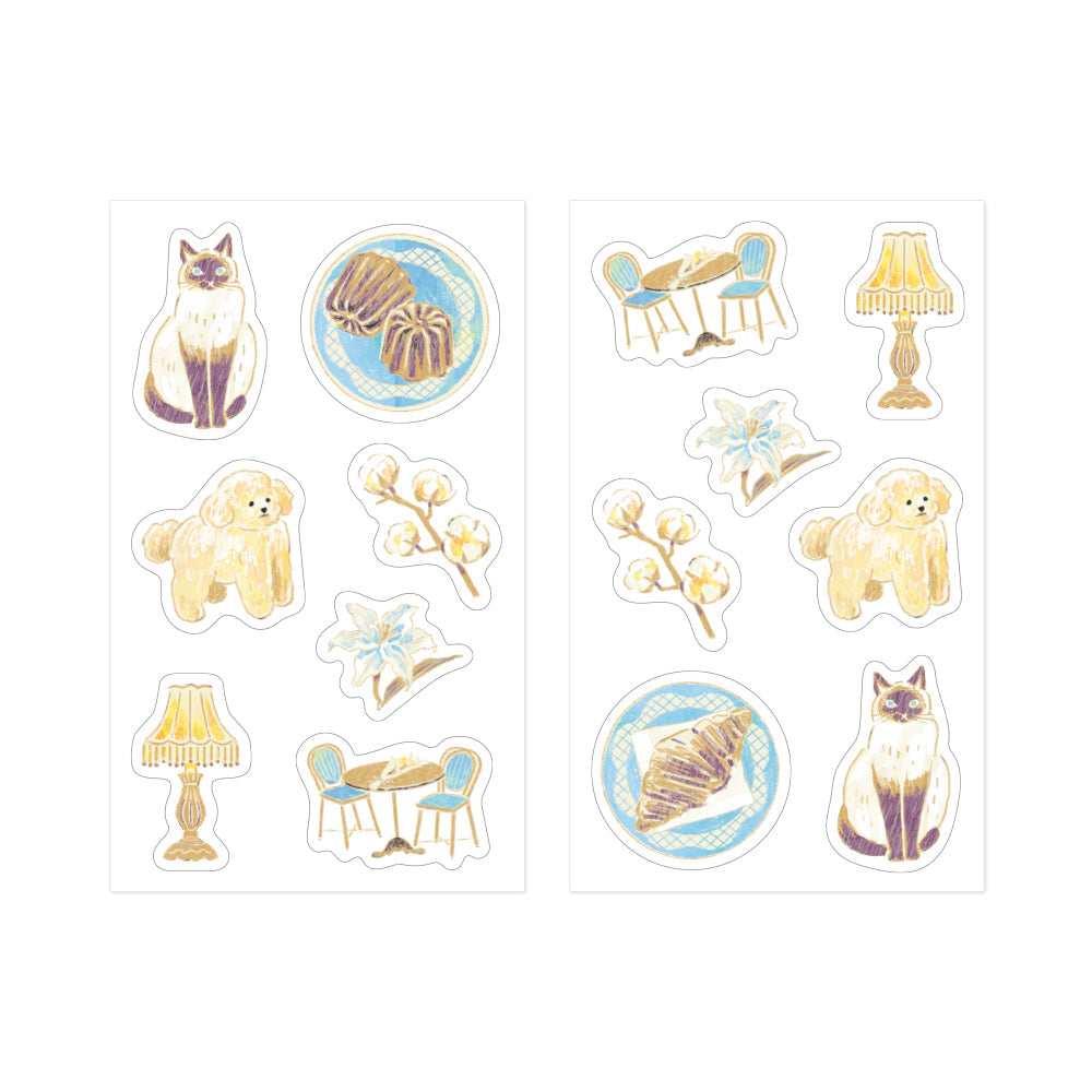 Midori Yuka Takamaru Decoration Stickers — Beige — sticker detail