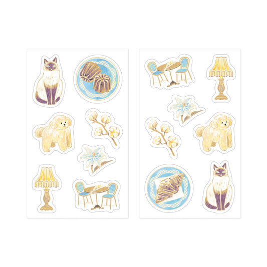 Midori Yuka Takamaru Decoration Stickers — Beige — sticker detail