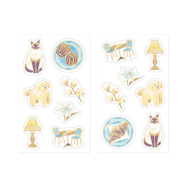 Midori Yuka Takamaru Decoration Stickers — Beige — sticker detail