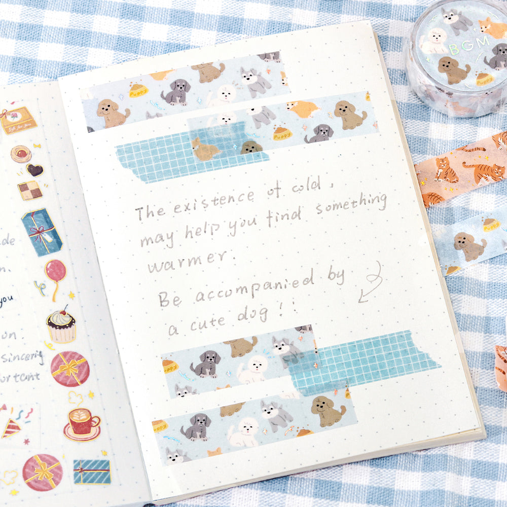 BGM Foil Stamping Masking Tape — I love Dog — with packaging