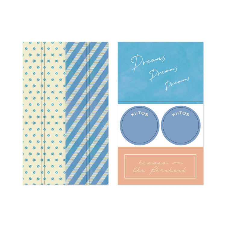 Midori Yuka Takamaru Decoration Stickers — Light Blue — applied in a journal