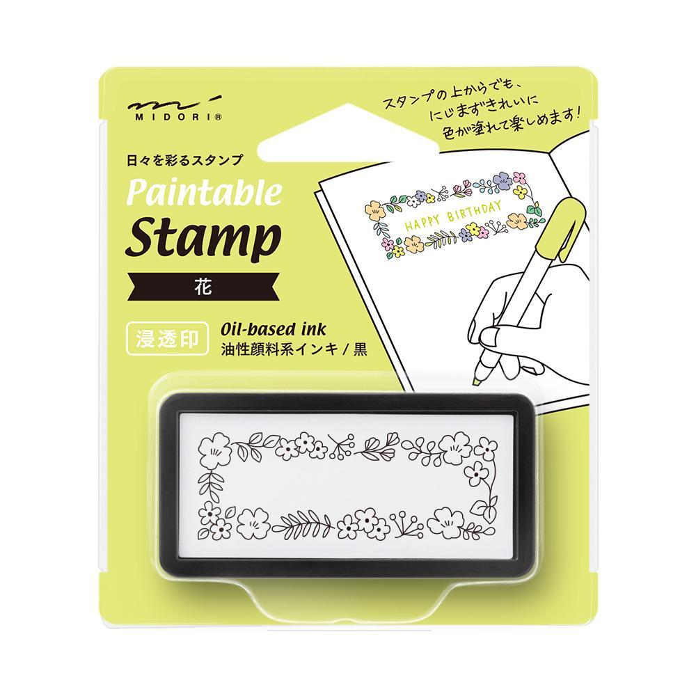 Midori Pre-inked Paintable Stamp <Half Size> — Flower — stamp front