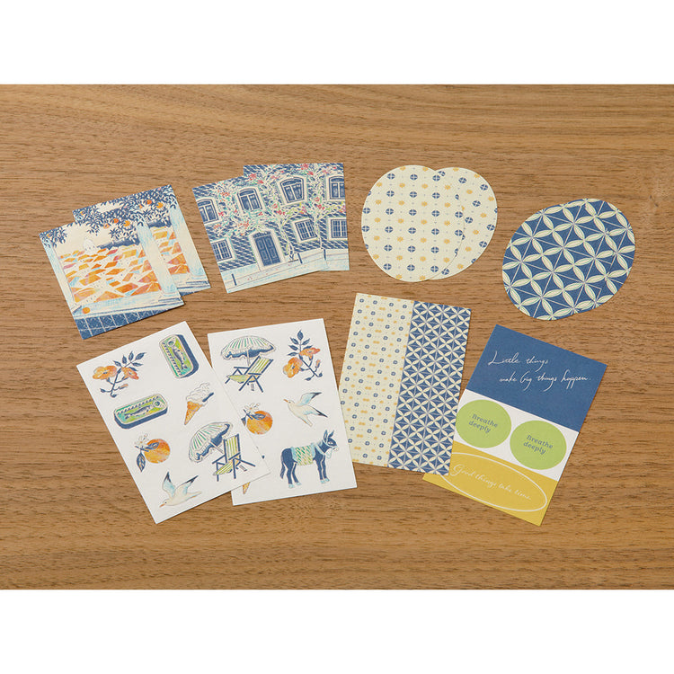 Midori Yuka Takamaru Decoration Stickers — Blue — sheet front