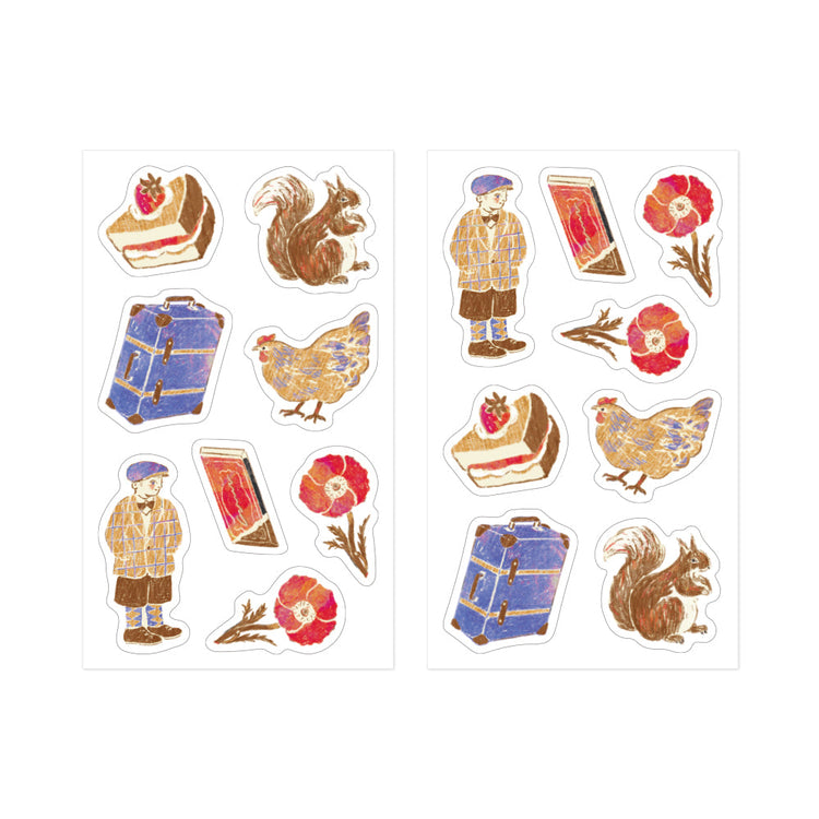 Midori Yuka Takamaru Decoration Stickers — Brown — sticker detail