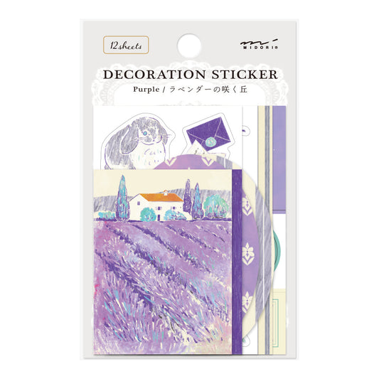 Midori Yuka Takamaru Decoration Stickers — Purple — sheet front