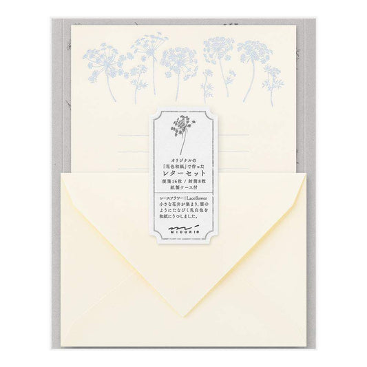 Midori Letter Set Flower Color Washi Paper — White — front view