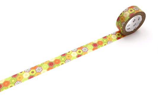 mt EX Washi Tape — Hexagon Fruits — pattern detail