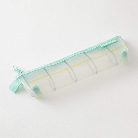 Midori Mesh Pen Case <Limited Edition> — Check Green — detail view