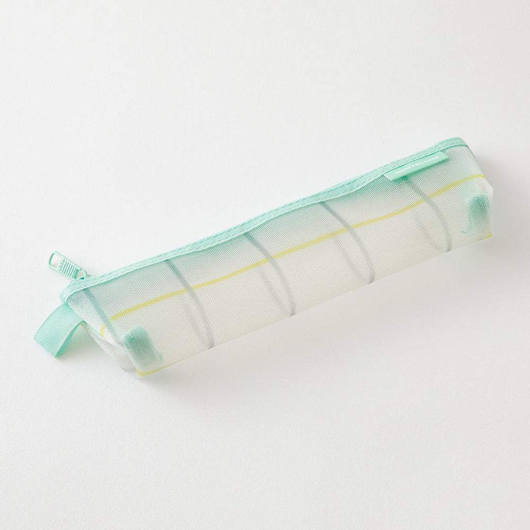 Midori Mesh Pen Case <Limited Edition> — Check Green — detail view