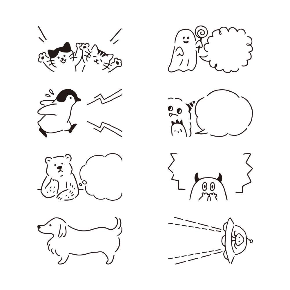Midori Paintable Rotating Stamp Dial — Speech Bubble — stamped impression