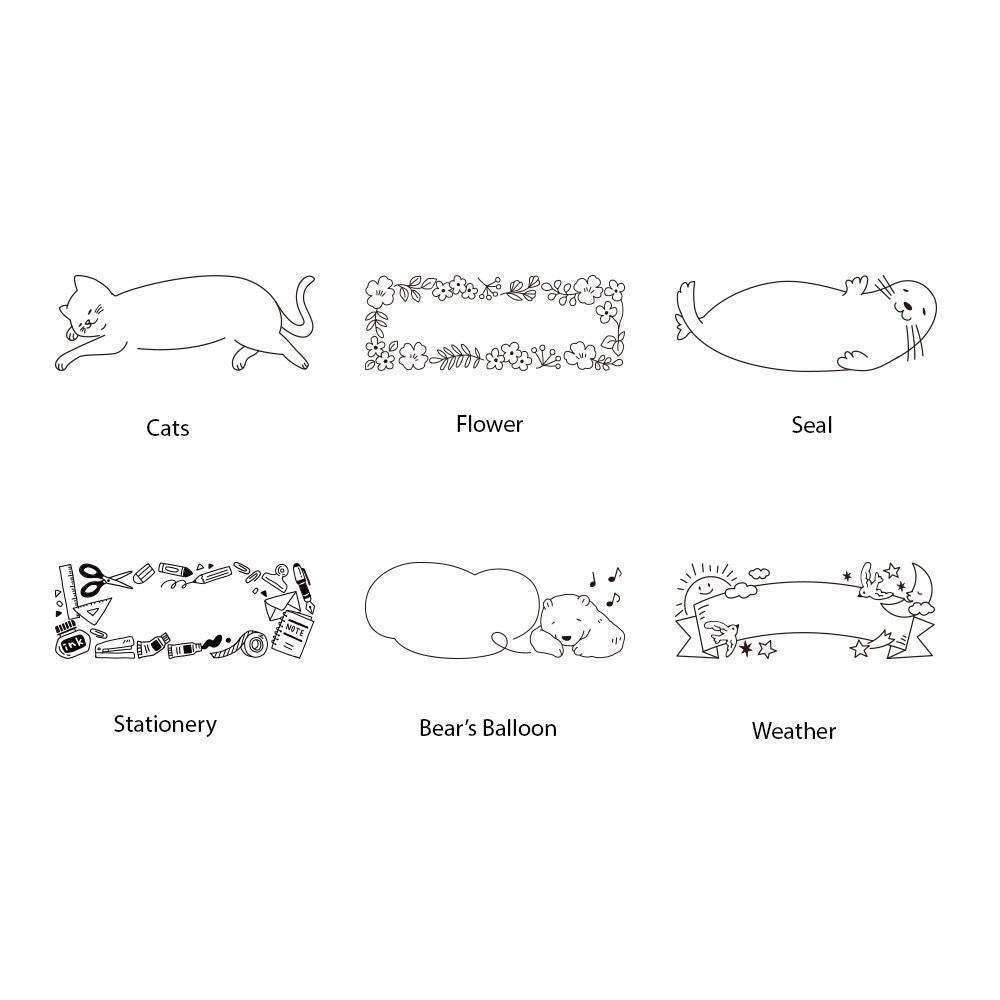 Midori Pre-inked Paintable Stamp <Half Size> — Bear Speech Balloon — stamp front
