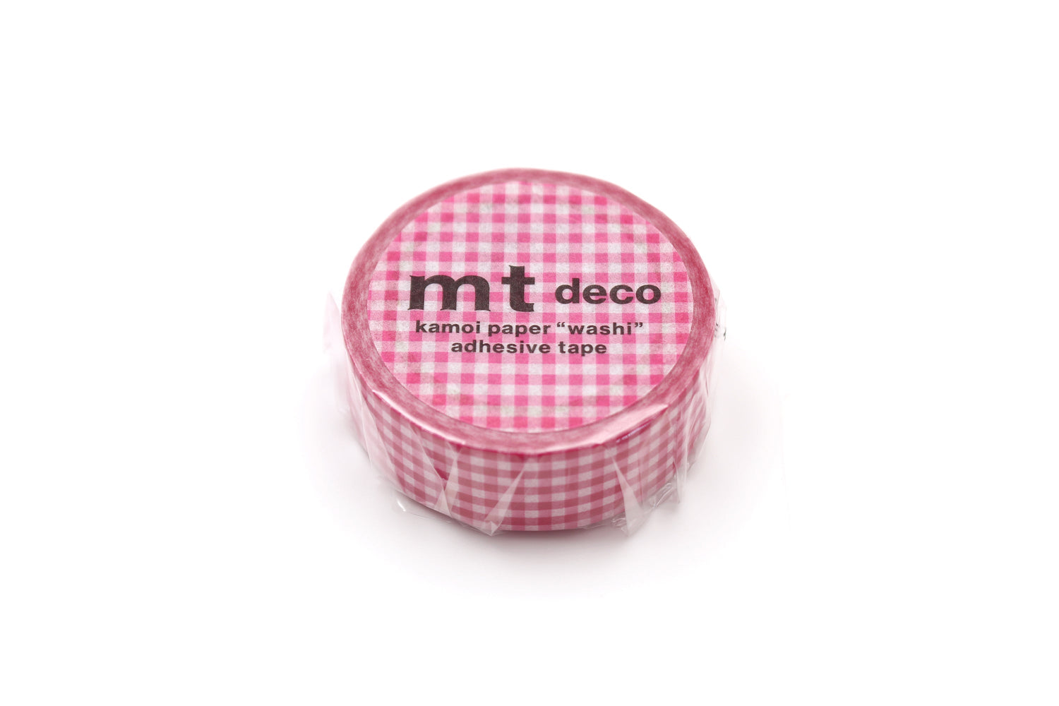mt 1P Washi Tape — Delicate Checkered Pink — rolled out on paper