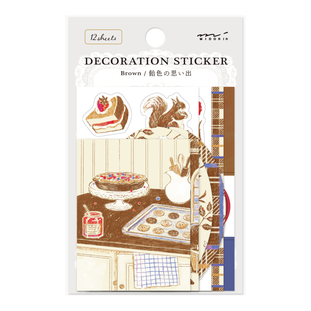 Midori Yuka Takamaru Decoration Stickers — Brown — sheet front