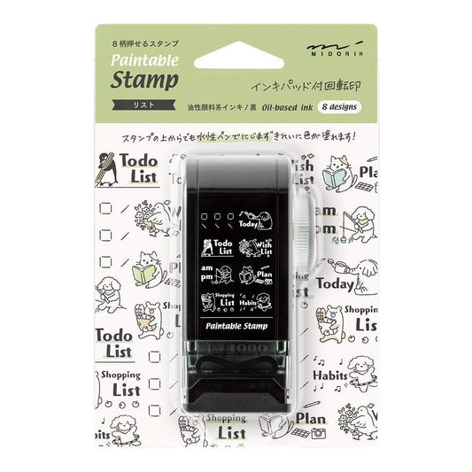 Midori Paintable Rotating Stamp Dial — List — stamp front