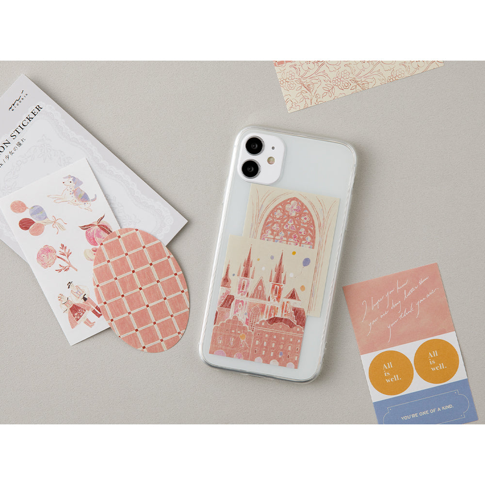 Midori Yuka Takamaru Decoration Stickers — Pink — flat lay