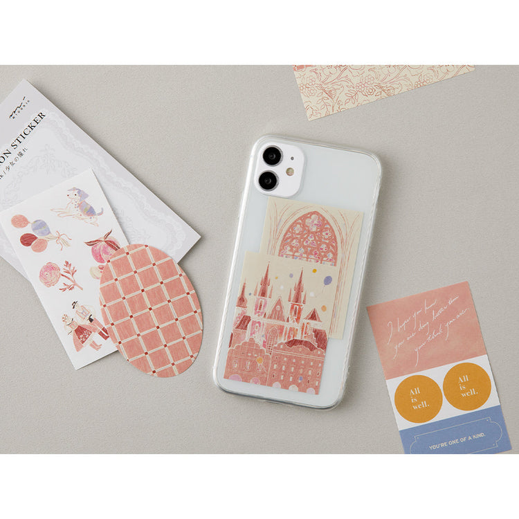Midori Yuka Takamaru Decoration Stickers — Pink — flat lay