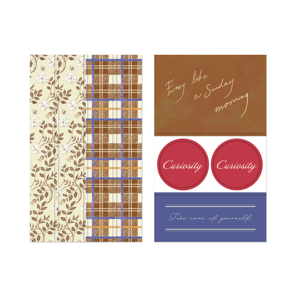Midori Yuka Takamaru Decoration Stickers — Brown — applied in a journal