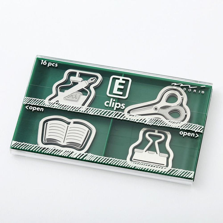 Midori E-Clips Etching Paper Clips — Leaf/Fruit/Necklace/Flower/Space/Stationery — size reference