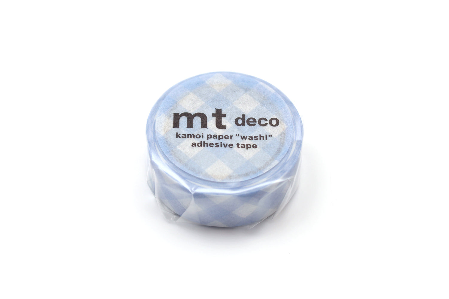 mt 1P Washi Tape — Thick Checkered Pastel Ultramarine — rolled out on paper