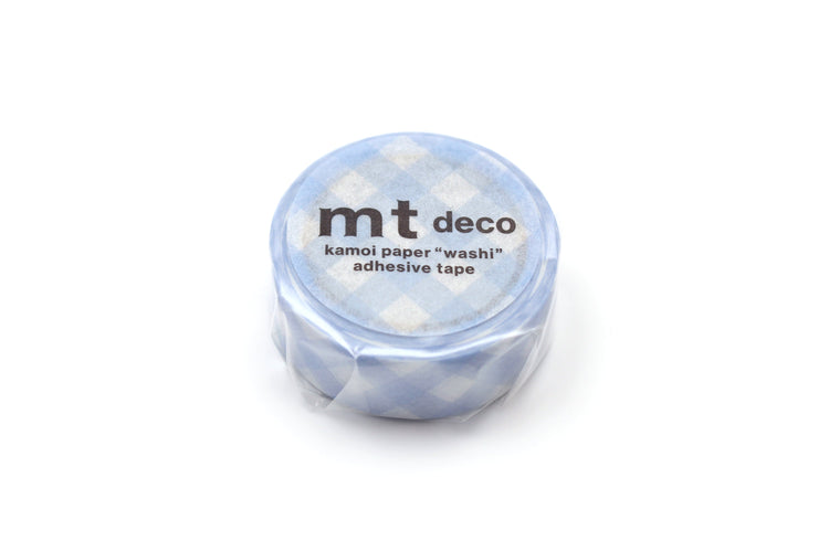 mt 1P Washi Tape — Thick Checkered Pastel Ultramarine — rolled out on paper