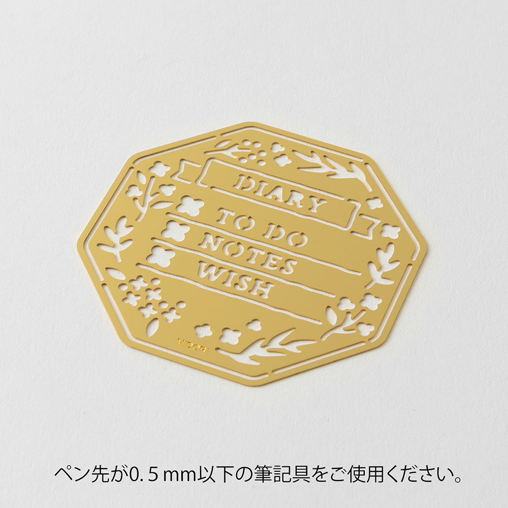 Midori Brass Calendar Motif Template — Wreath — with packaging