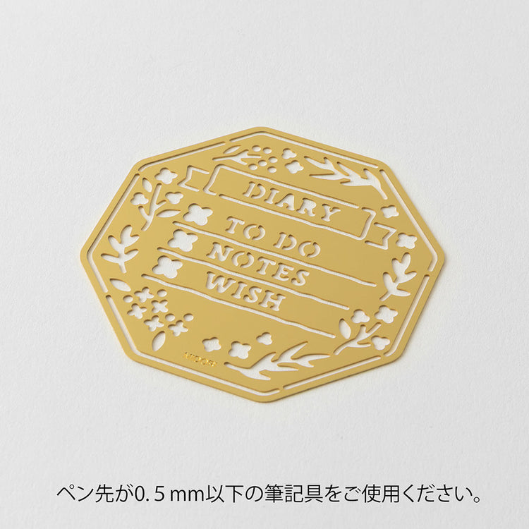 Midori Brass Calendar Motif Template — Wreath — with packaging