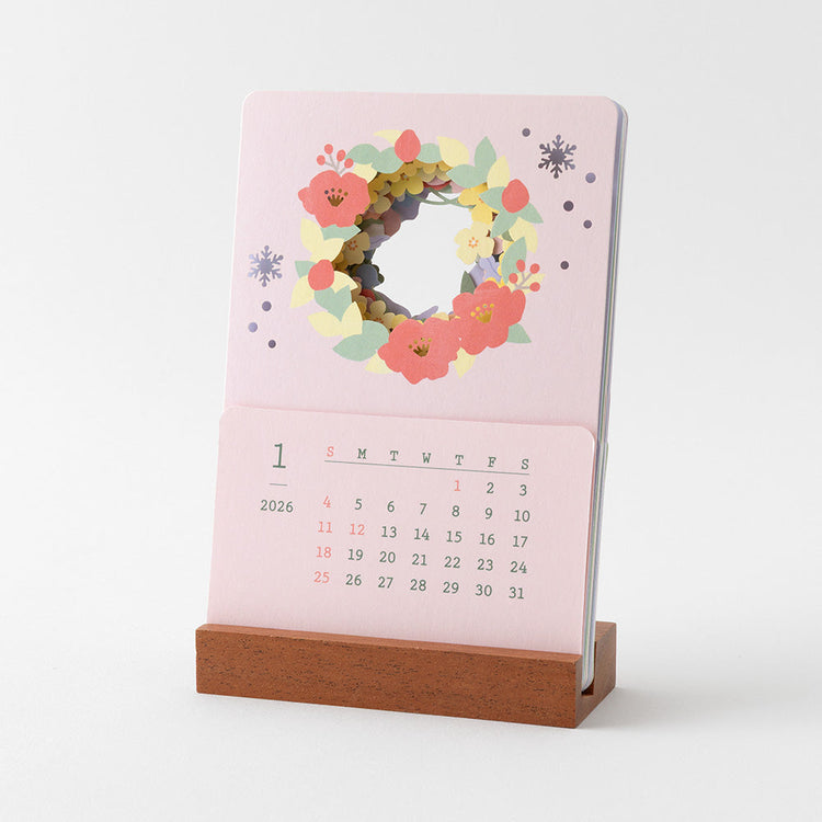 Midori Laser-Processing Calendar <2026> — Flowers — with packaging