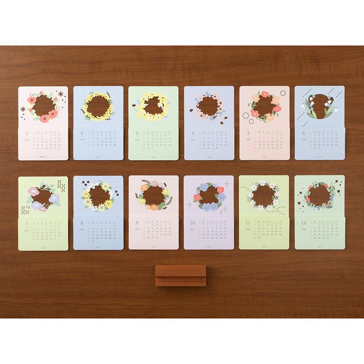 Midori Laser-Processing Calendar <2026> — Flowers — flat lay