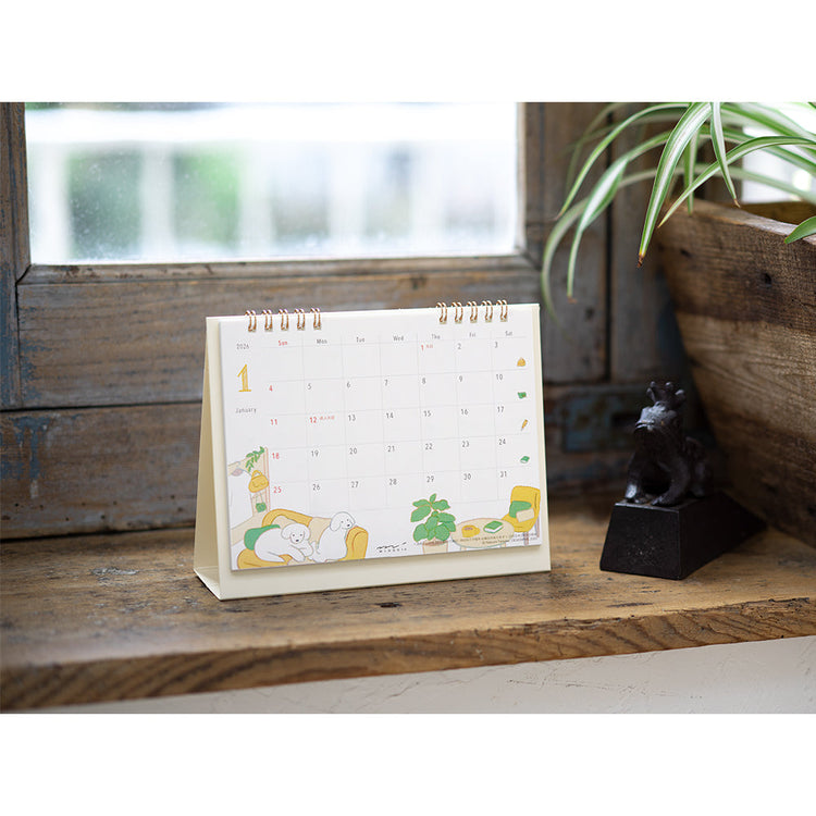 Midori Calendar Ring <2026, M> — Dog — flat lay