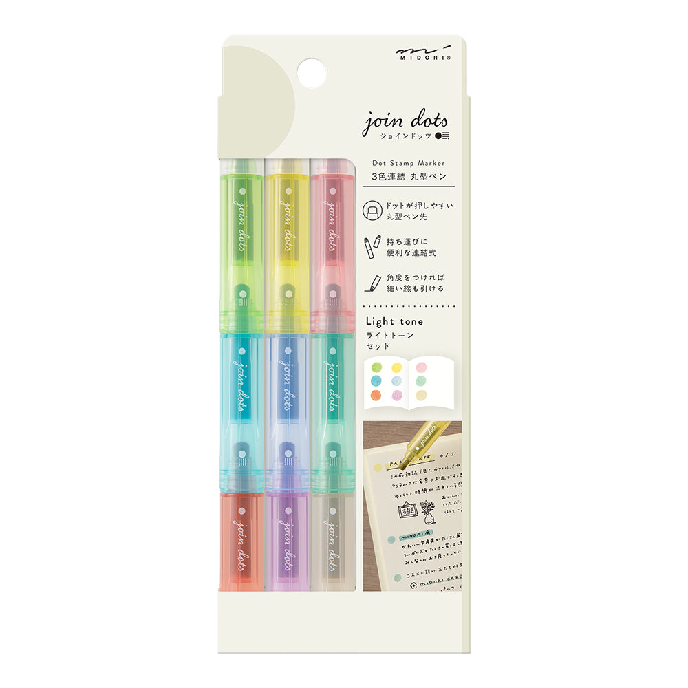 Midori Connecting Pen Join Dots - Light Tone Set A (3 Colors)