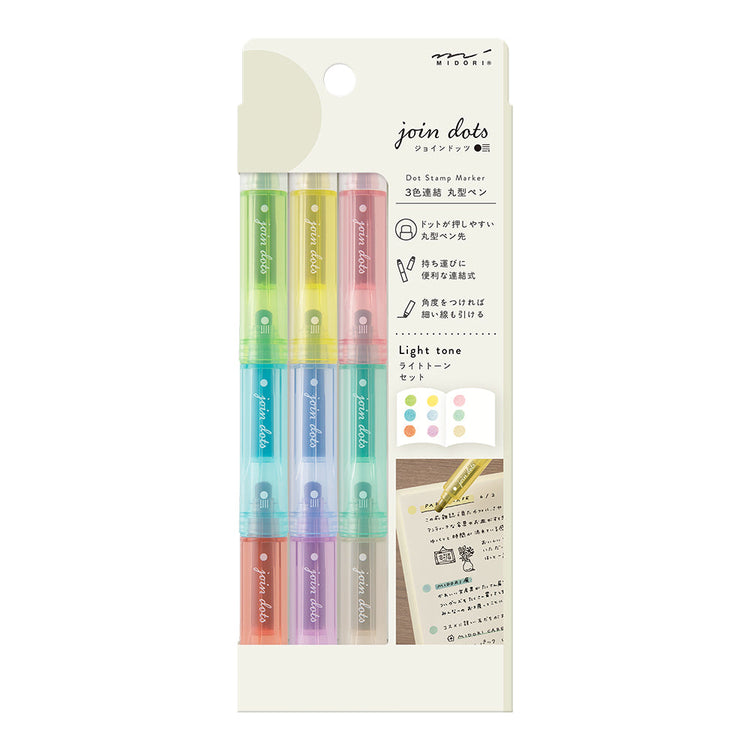 Midori Connecting Pen Join Dots - Light Tone Set A (3 Colors)