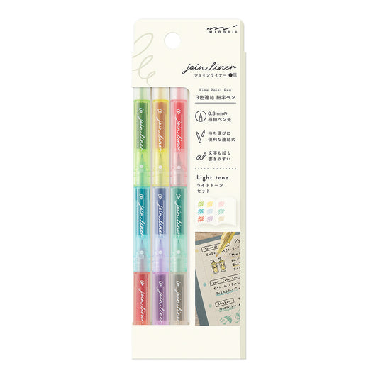 Midori Connecting Pen Join Liner - Light Tone Set (3 Colors)