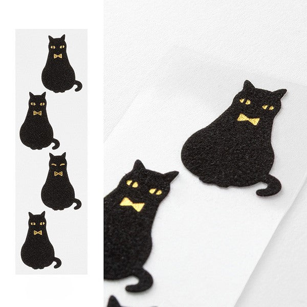 Midori Letter Paper & Envelopes with Stickers — Black Cat A — flat lay