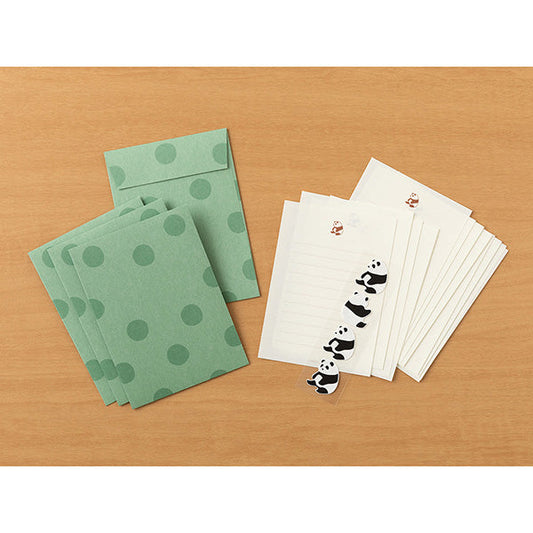 Midori Letter Paper & Envelopes with Stickers — Panda A — detail view