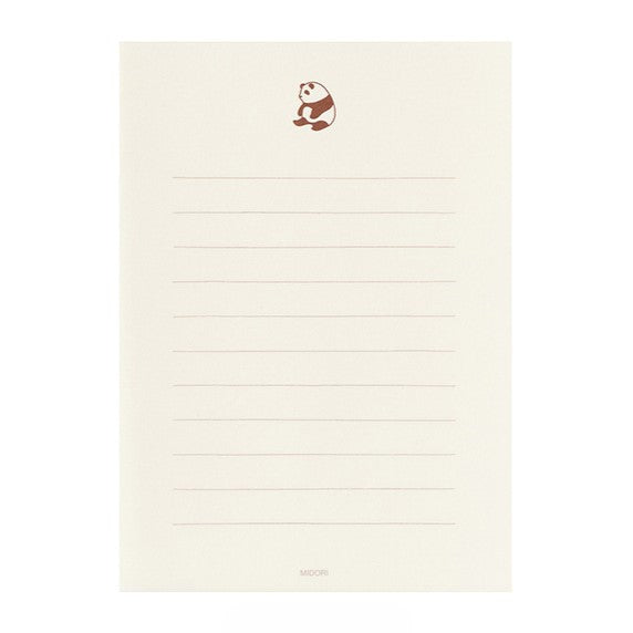 Midori Letter Paper & Envelopes with Stickers — Panda A — with packaging