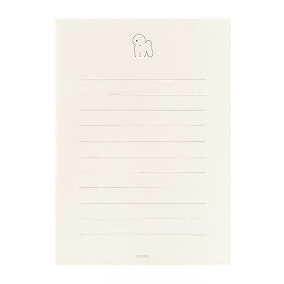 Midori Letter Paper & Envelopes with Stickers — Bichon Frise — with packaging